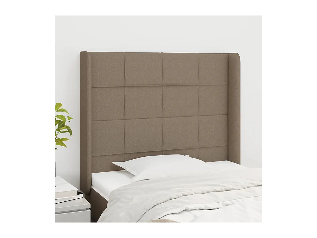 Tête de lit avec oreilles Taupe 83x16x118/128 cm Tissu