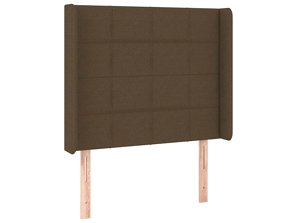Tête de lit avec oreilles Marron foncé 103x16x118/128 cm Tissu