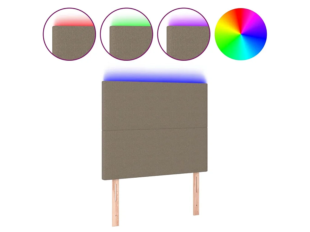 Tête de lit à LED Taupe 90x5x118/128 cm Tissu
