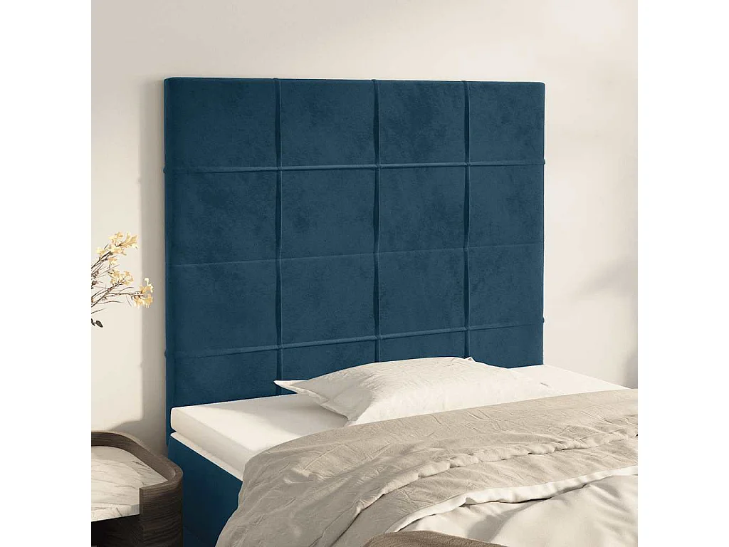 Hoofdbord donkerblauw 90x5x118/128 cm fluweel