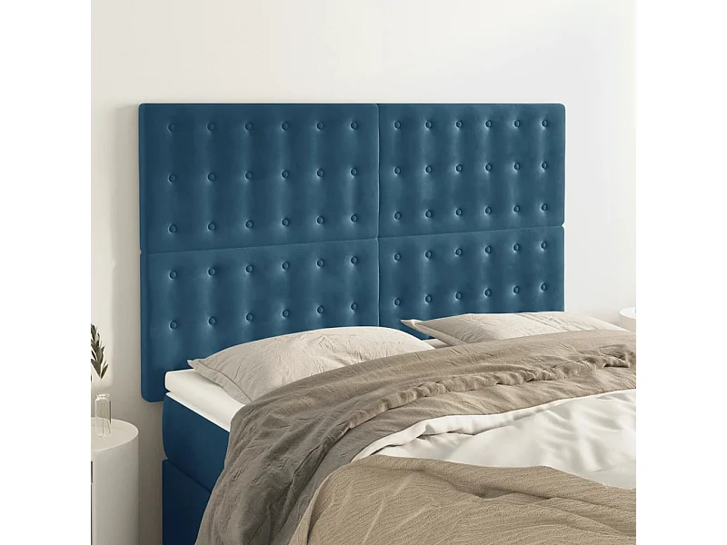 Tête de lit Bleu foncé 144 x 5 x 118/128 cm Velours