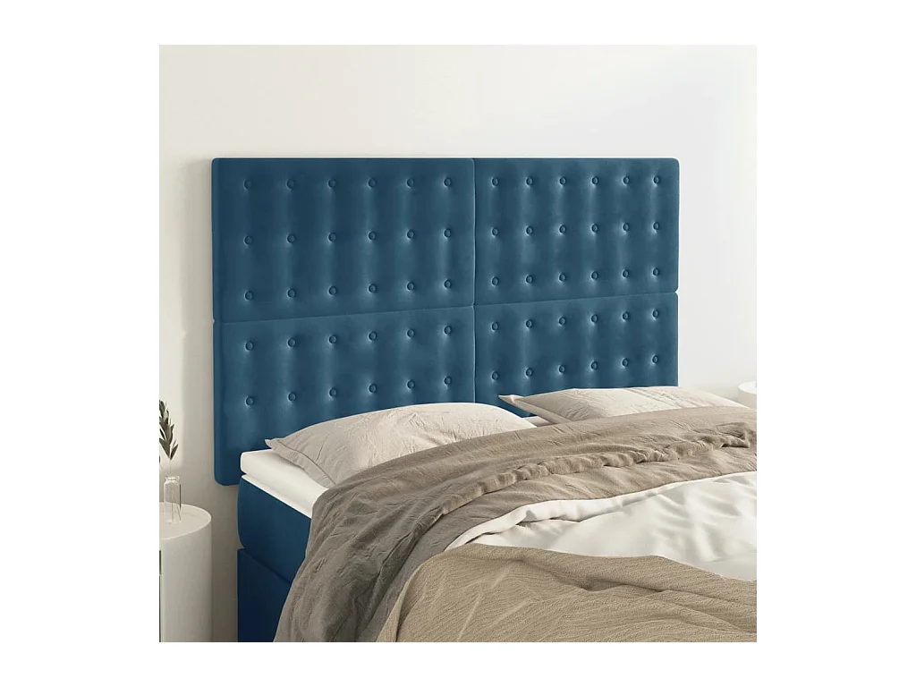 Tête de lit Bleu foncé 144 x 5 x 118/128 cm Velours