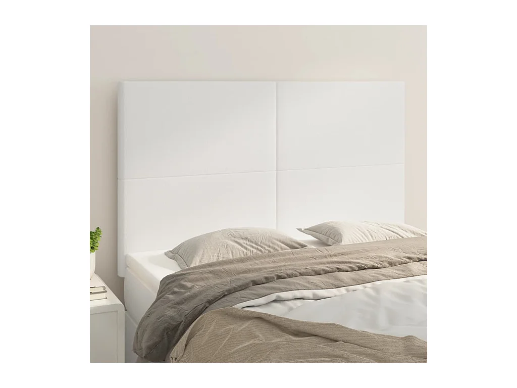 Kopfteile 4 Stk. Weiß 72x5x78/88 cm Kunstleder