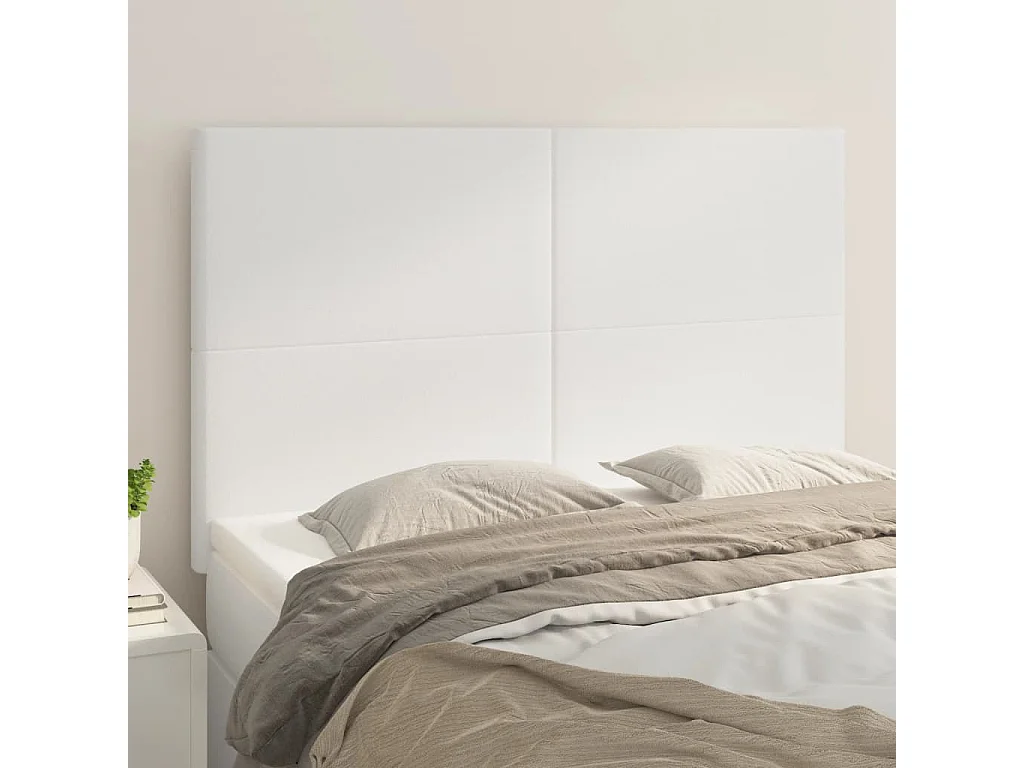 Tête de lit blanche 144 x 5 x 118/128 cm similicuir