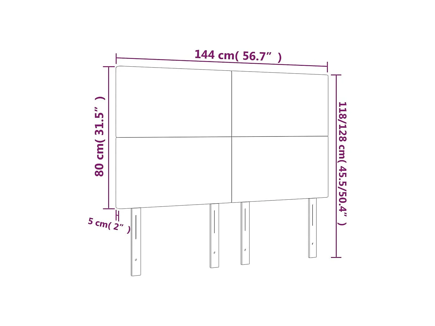 Tête de lit Bleu 144x5x118/128 cm Tissu