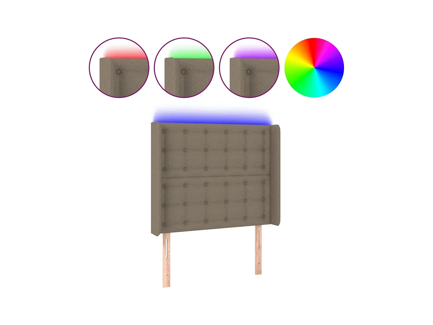 Hoofdbord LED 103x16x118/128 cm stof taupe