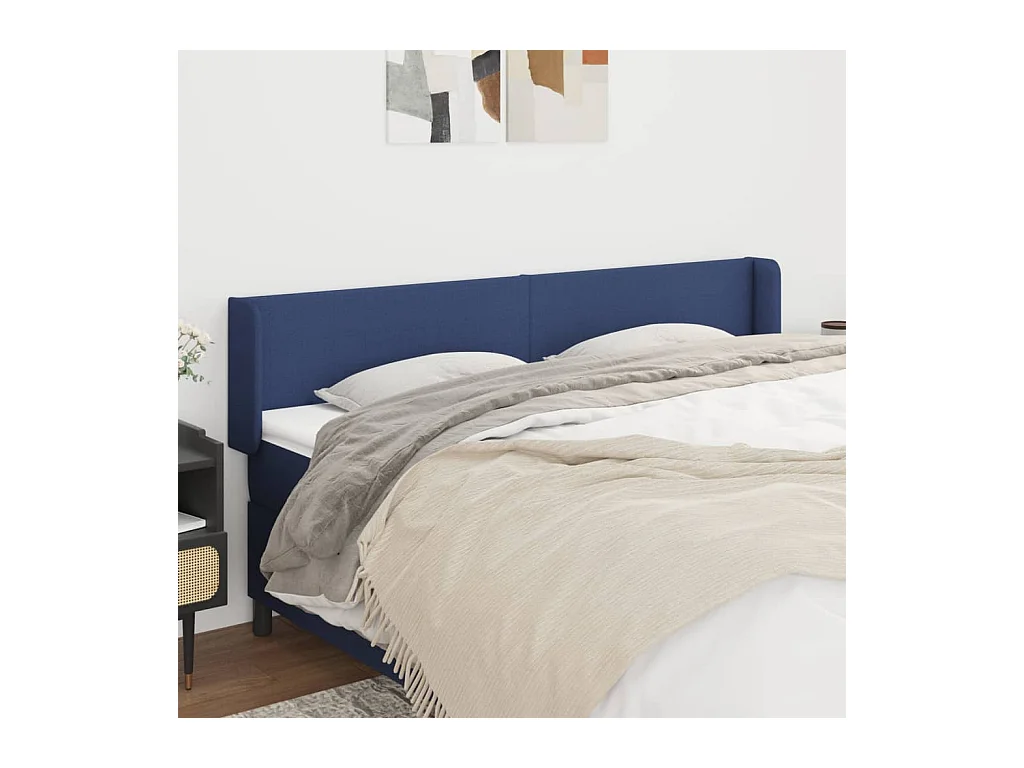 Tête de lit avec oreilles Bleu 203x16x78/88 cm Tissu
