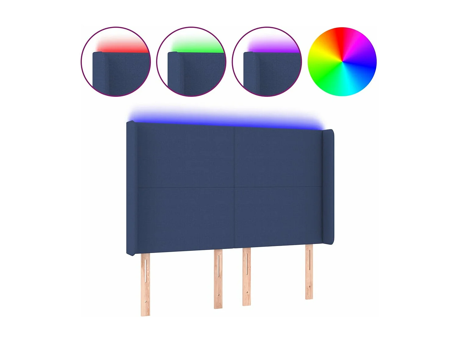 Tête de lit à LED Bleu 147x16x118/128 cm Tissu