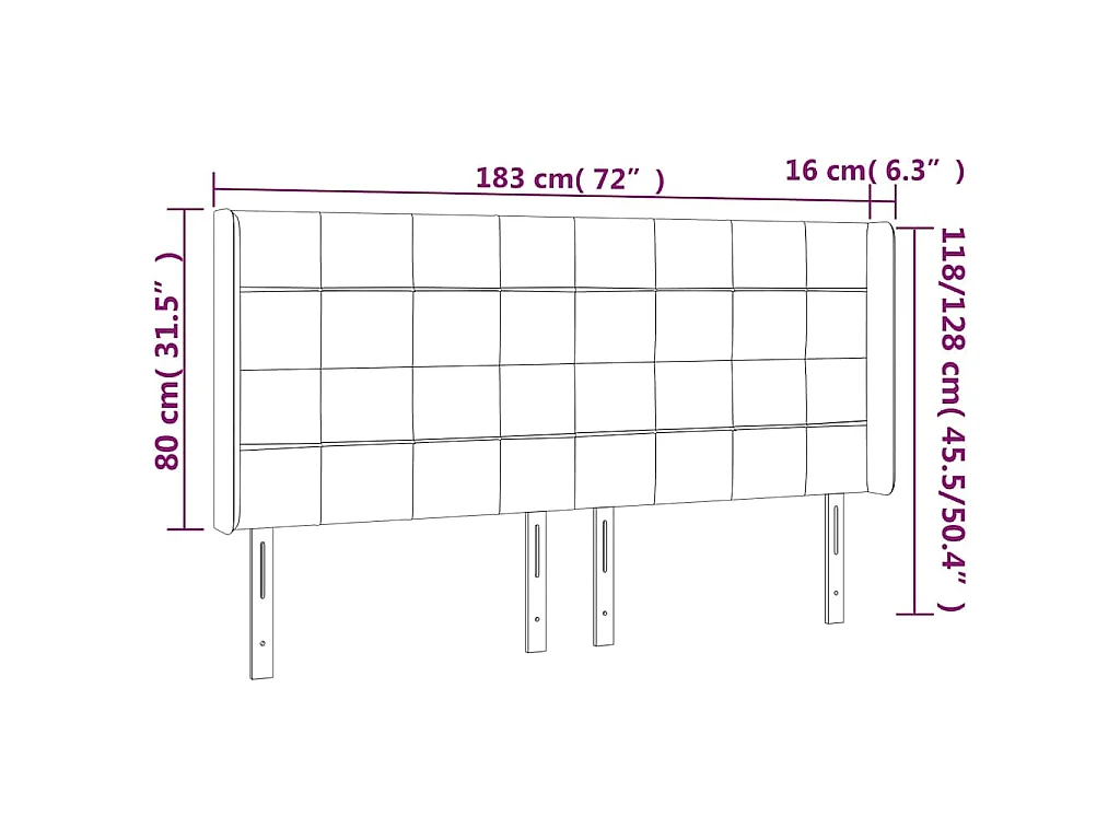 LED Kopfteil Dunkelblau 183x16x118/128 cm Samt