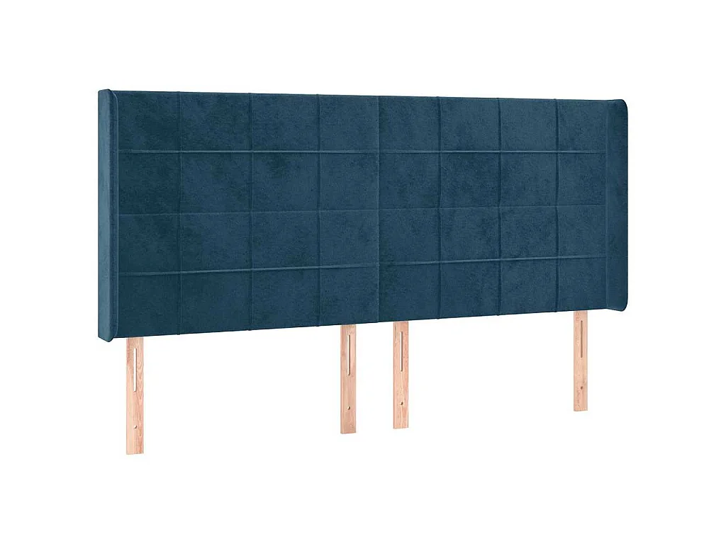LED Kopfteil Dunkelblau 183x16x118/128 cm Samt