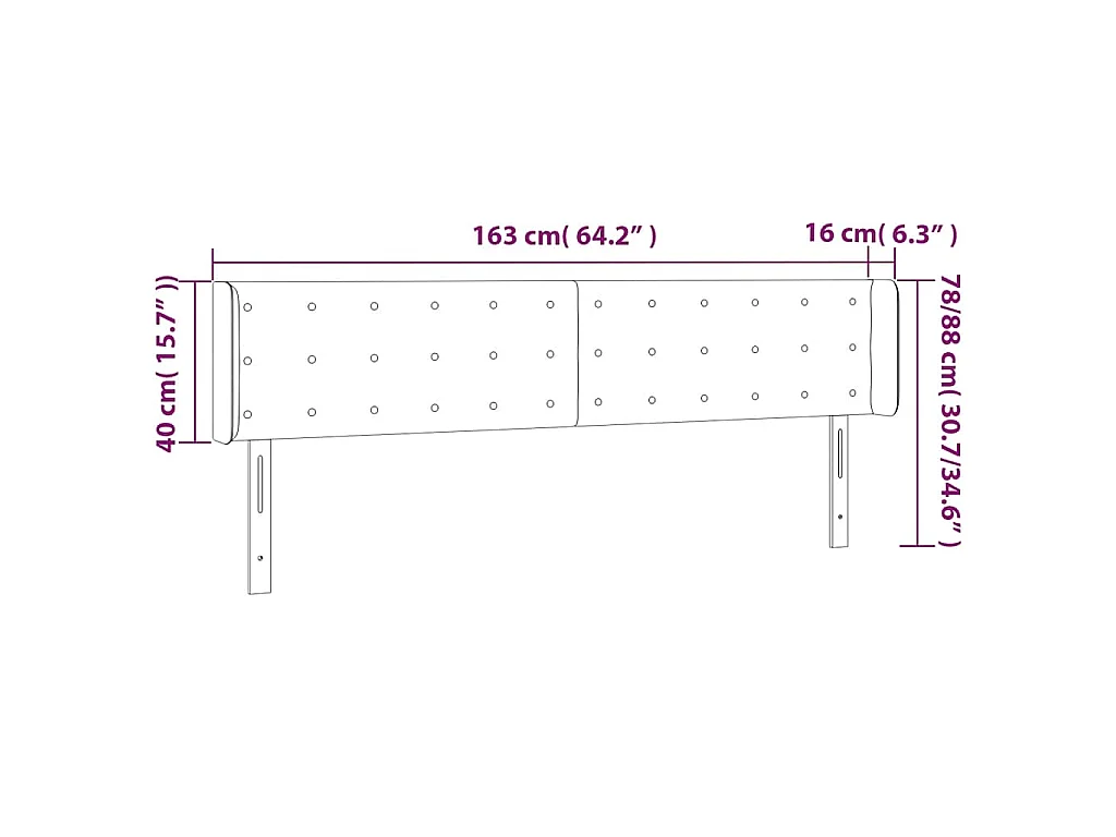 Testiera a LED Blu Scuro 163x16x78/88 cm in Velluto