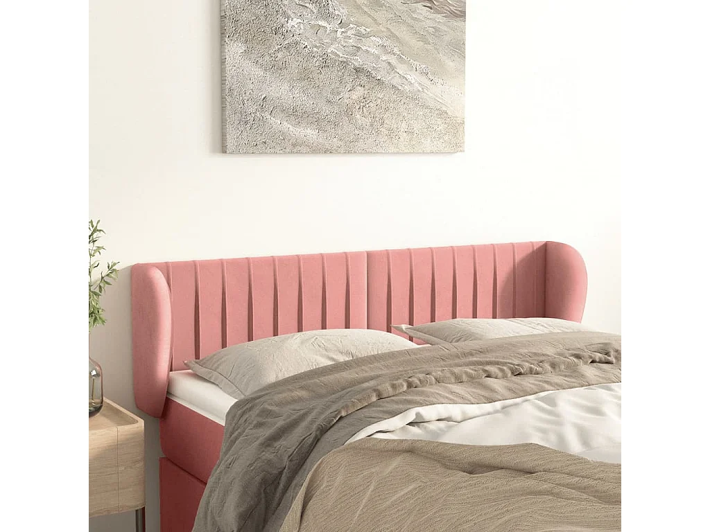 Tête de lit avec oreilles Rose 147x23x78/88 cm Velours