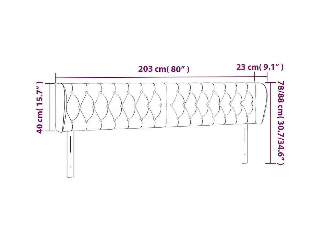 Kopfteil mit Ohren Rosa 203x23x78/88 cm Samt
