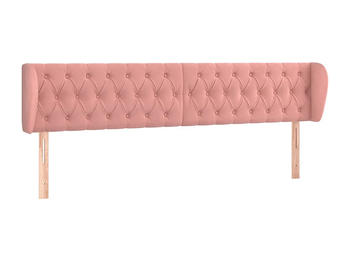Tête de lit avec oreilles Rose 203x23x78/88 cm Velours