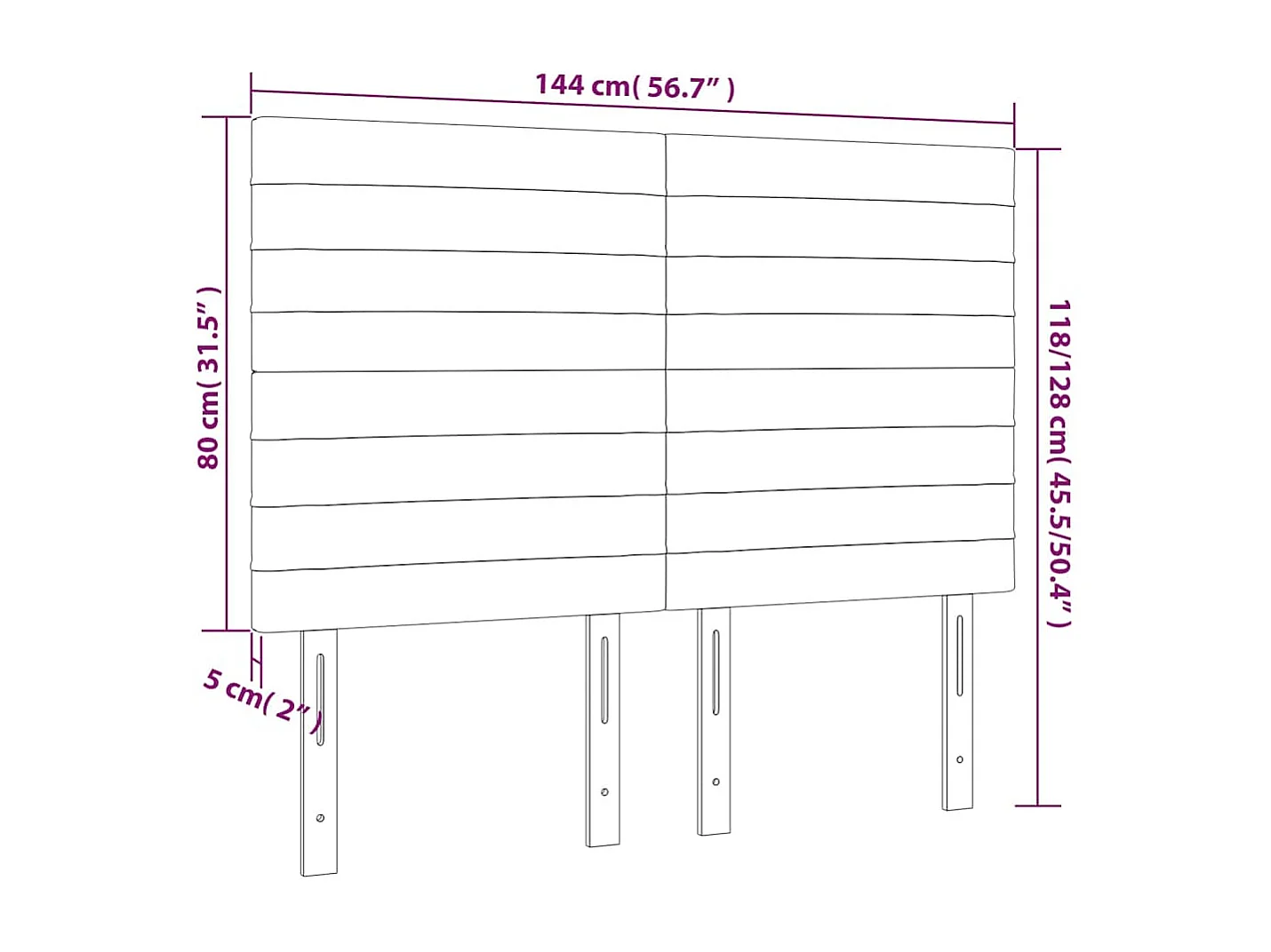 Tête de lit à LED Bleu foncé 144x5x118/128 cm Velours