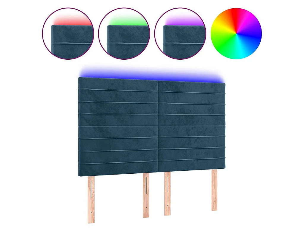Tête de lit à LED Bleu foncé 144x5x118/128 cm Velours