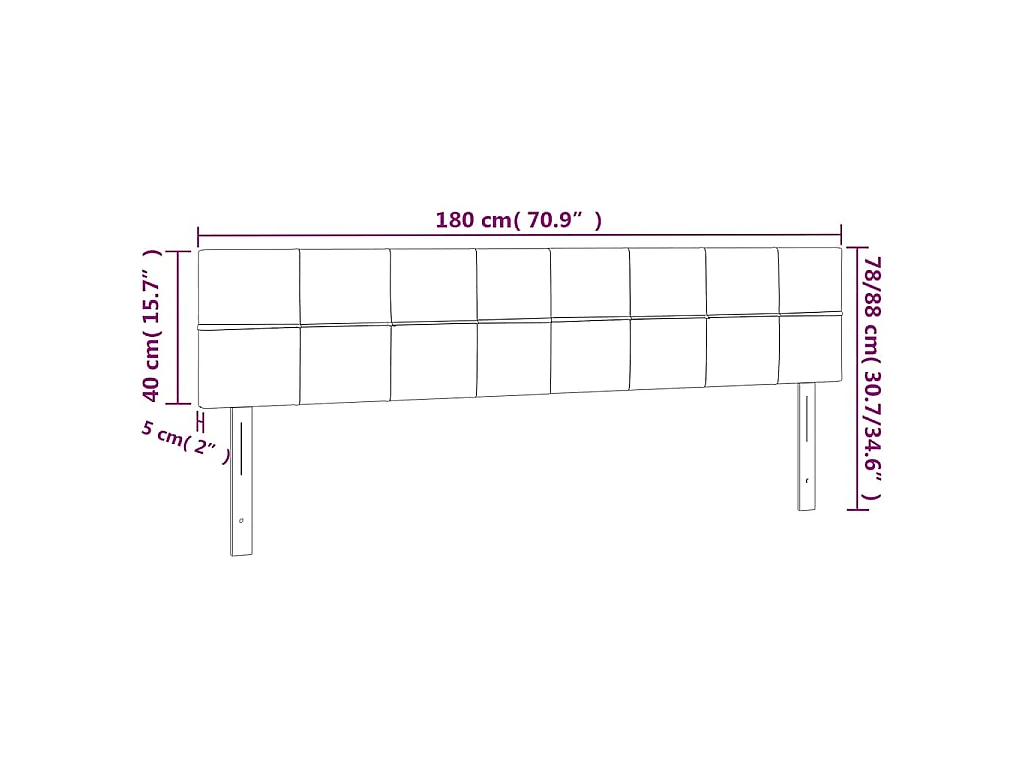 Kopfteile Dunkelblau 180x5x78/88 cm Samt
