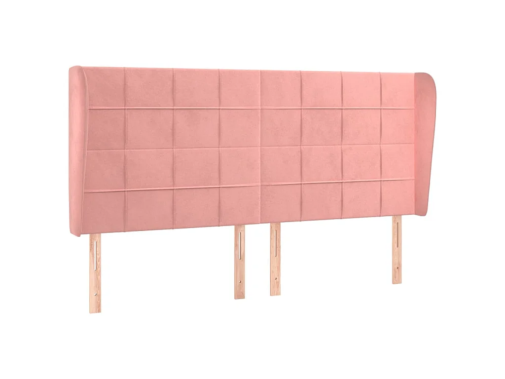 Hoofdbord met randen 183x23x118/128 cm fluweel roze