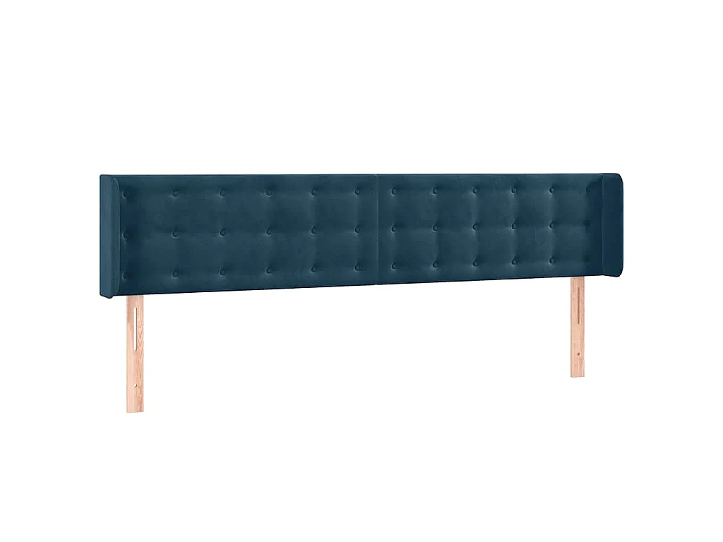 Hoofdbord met randen 163x16x78/88 cm fluweel donkerblauw