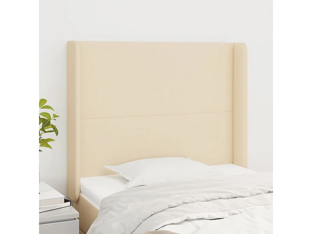 Tête de lit avec oreilles Crème 103x16x118/128 cm Tissu