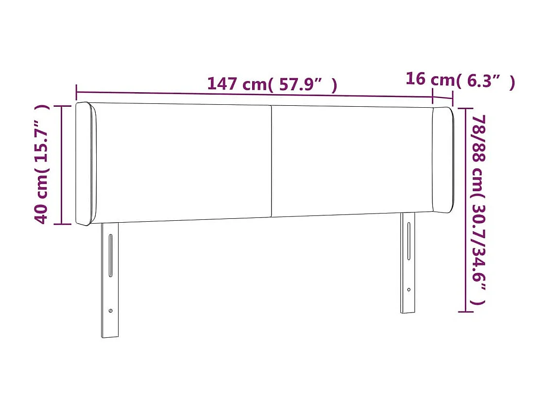Testiera ad Orecchio Grigio Chiaro 147x16x78/88 cm in Tessuto