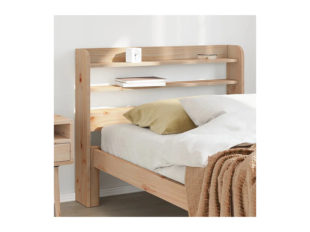 Tête de lit avec étagères 75 cm bois massif de pin