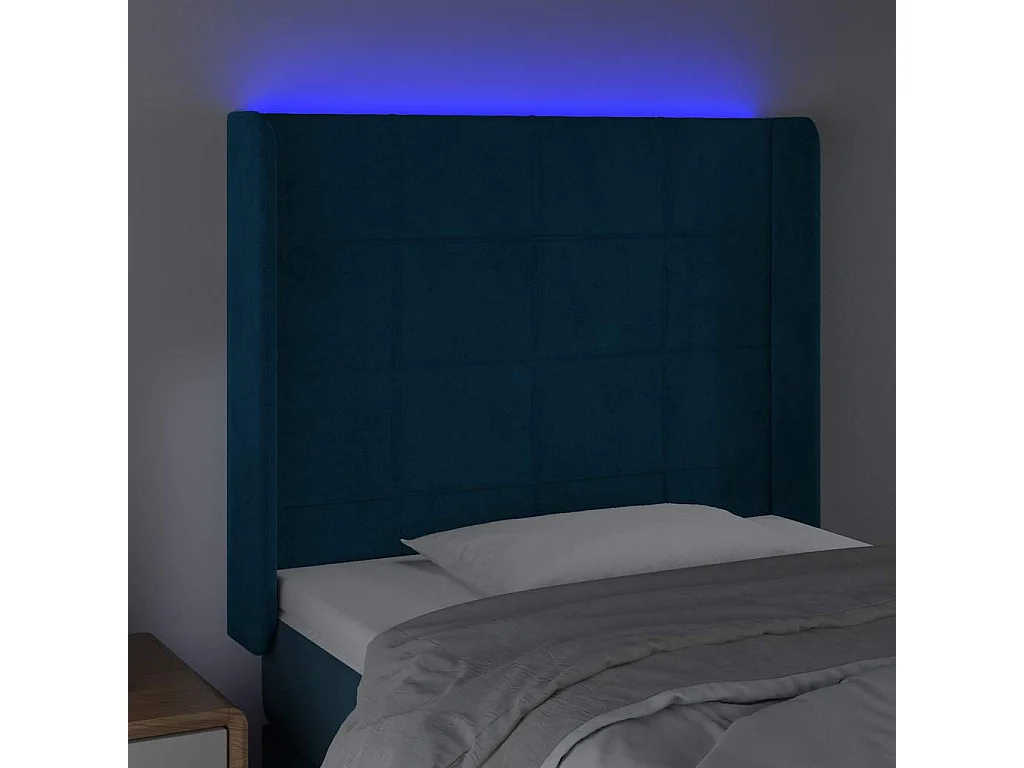 Tête de lit à LED Bleu foncé 93x16x118/128 cm Velours