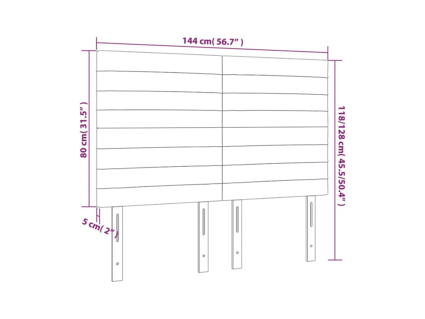 Hoofdbord LED 144x5x118/128 cm fluweel zwart
