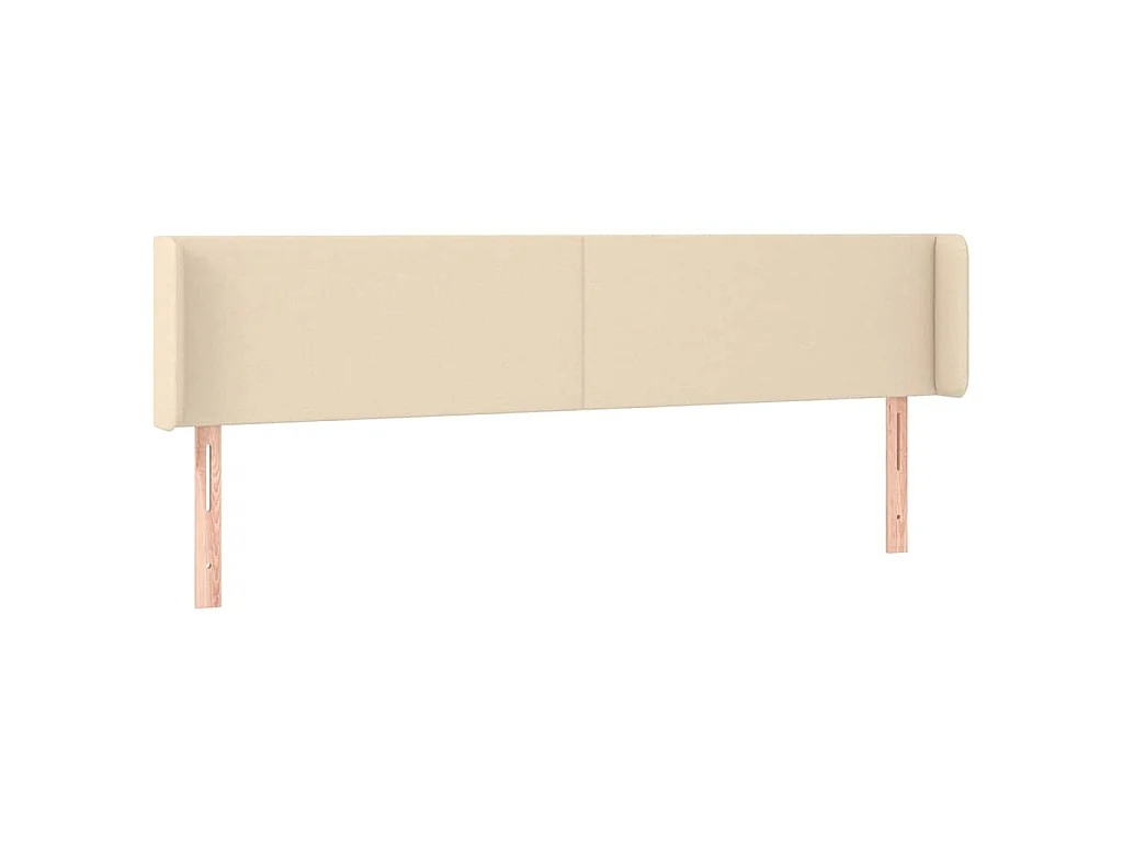 Hoofdbord met randen 203x16x78/88 cm stof crèmekleurig