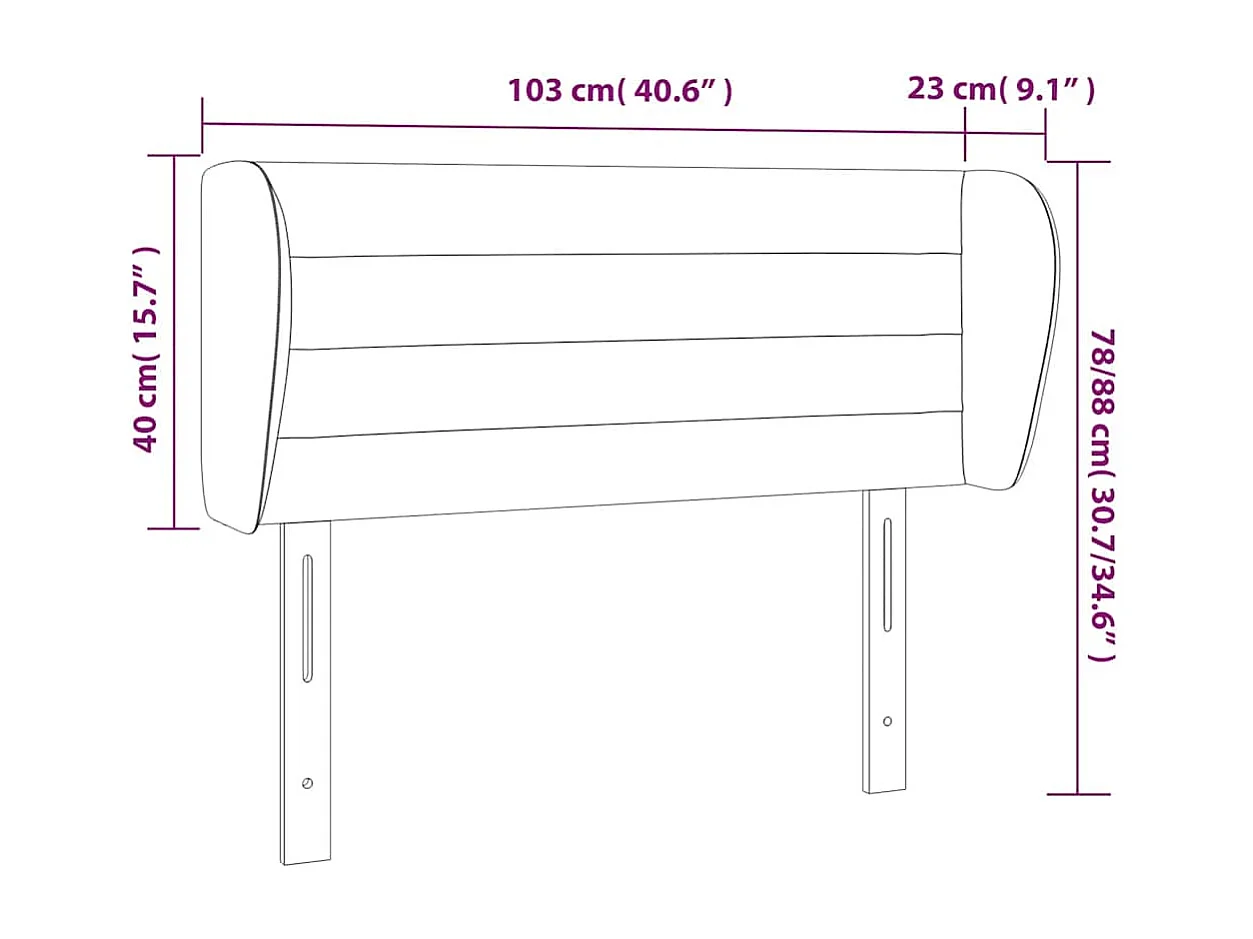 Tête de lit avec oreilles Vert foncé 103x23x78/88 cm Velours