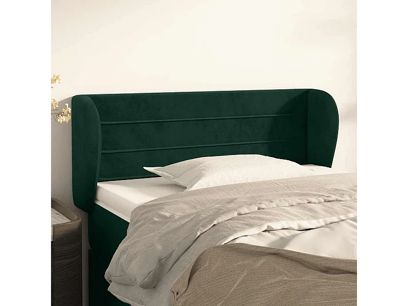 Tête de lit avec oreilles Vert foncé 103x23x78/88 cm Velours