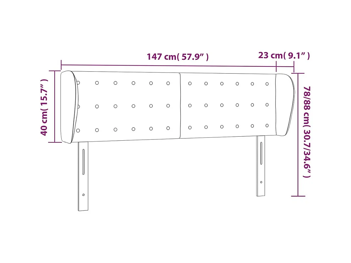 Kopfteil mit Ohren Dunkelblau 147x23x78/88 cm Samt