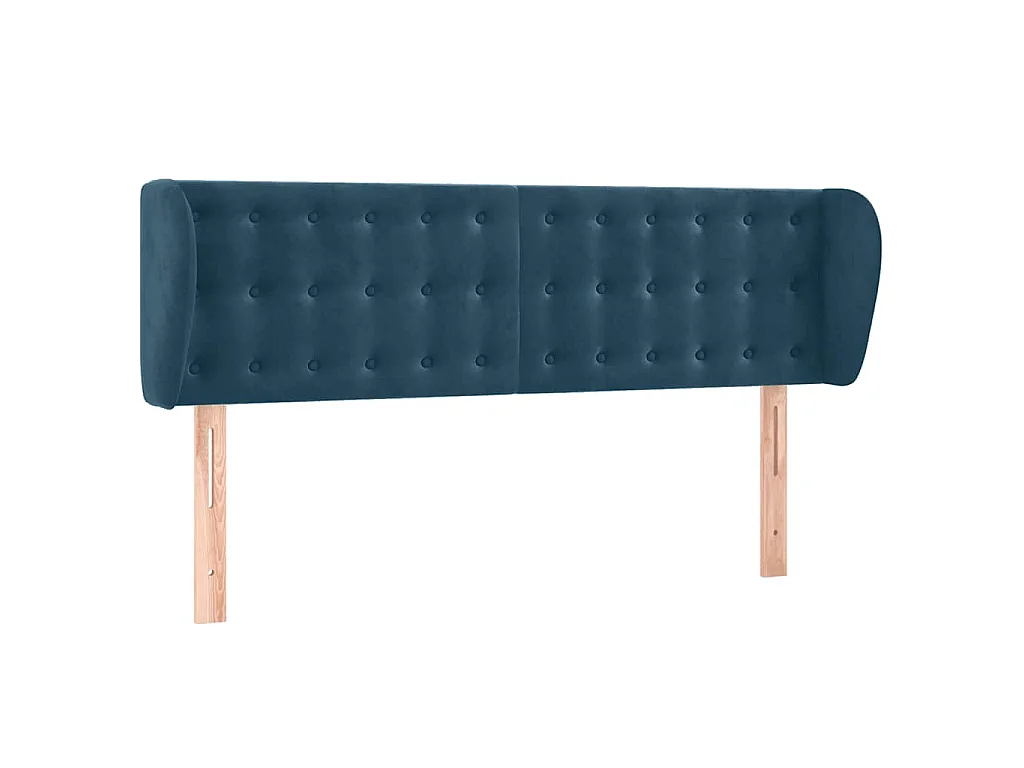 Hoofdbord met randen 147x23x78/88 cm fluweel donkerblauw