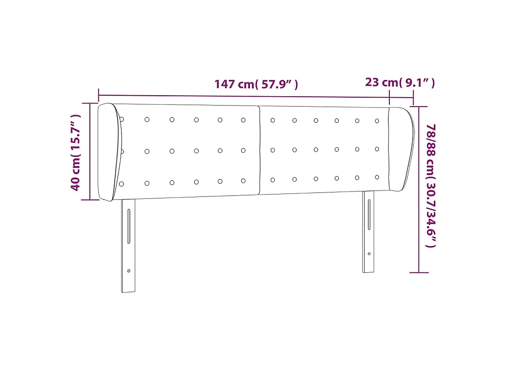 Hoofdbord met randen 147x23x78/88 cm fluweel donkerblauw