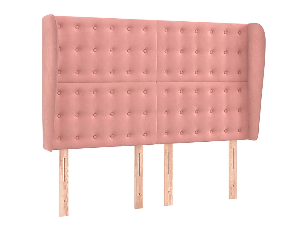 Tête de lit avec oreilles Rose 147x23x118/128 cm Velours