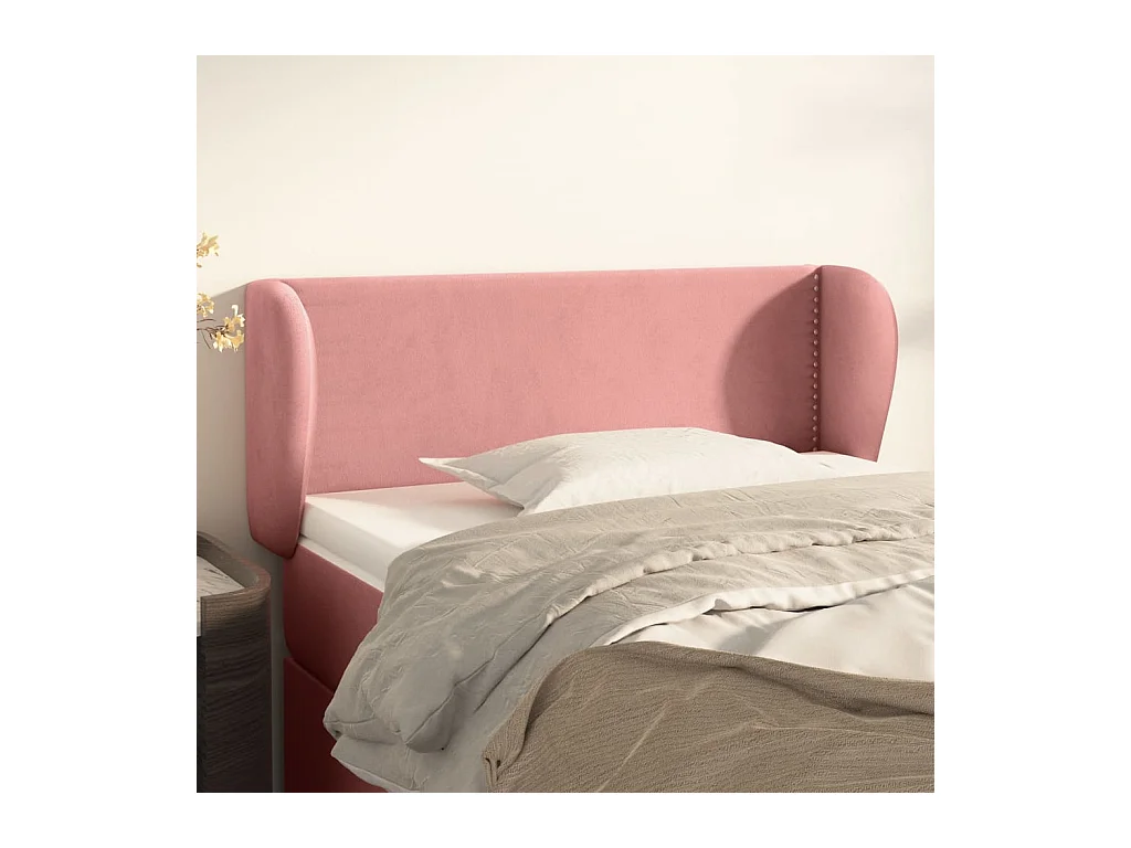 Tête de lit avec oreilles Rose 103x23x78/88 cm Velours