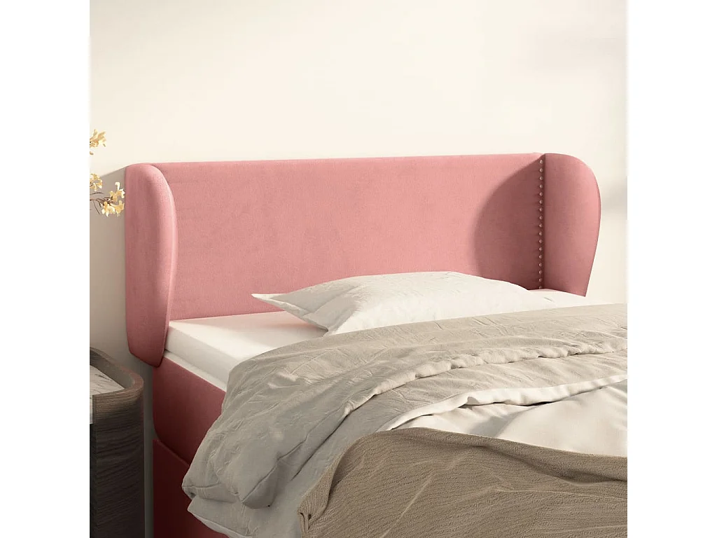 Tête de lit avec oreilles Rose 103x23x78/88 cm Velours