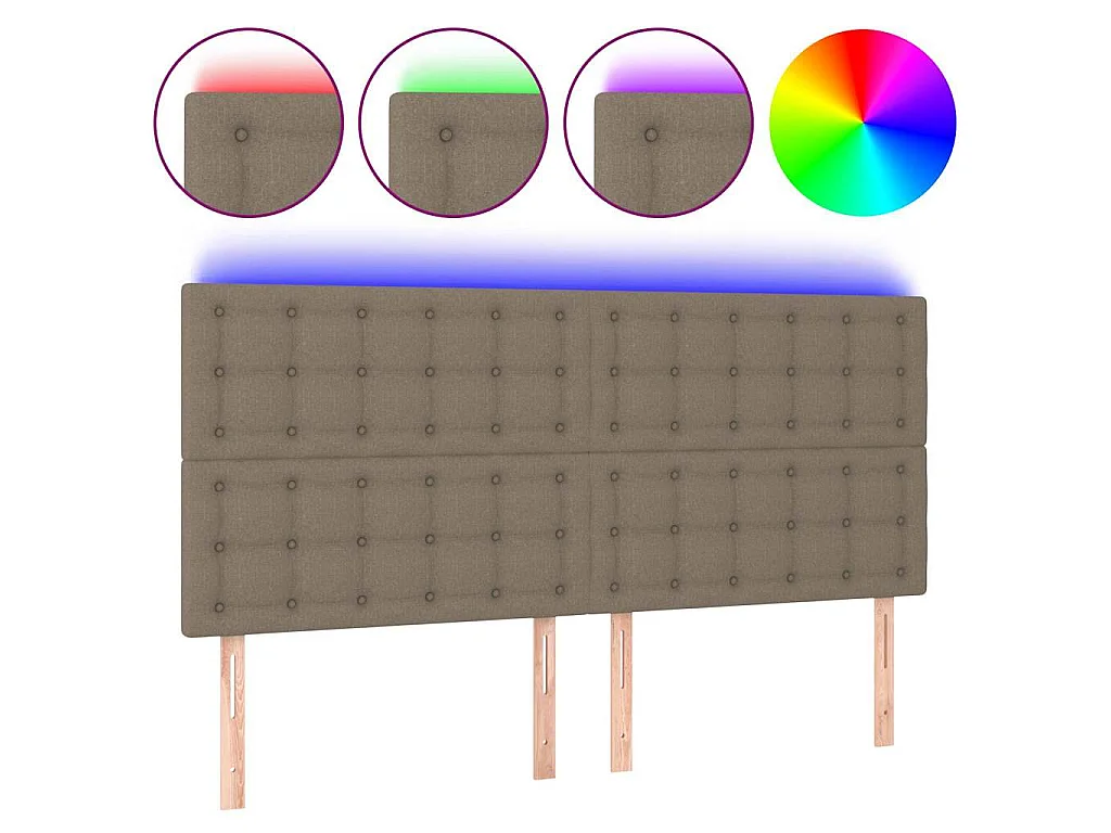 Hoofdbord LED 200x5x118/128 cm stof taupe