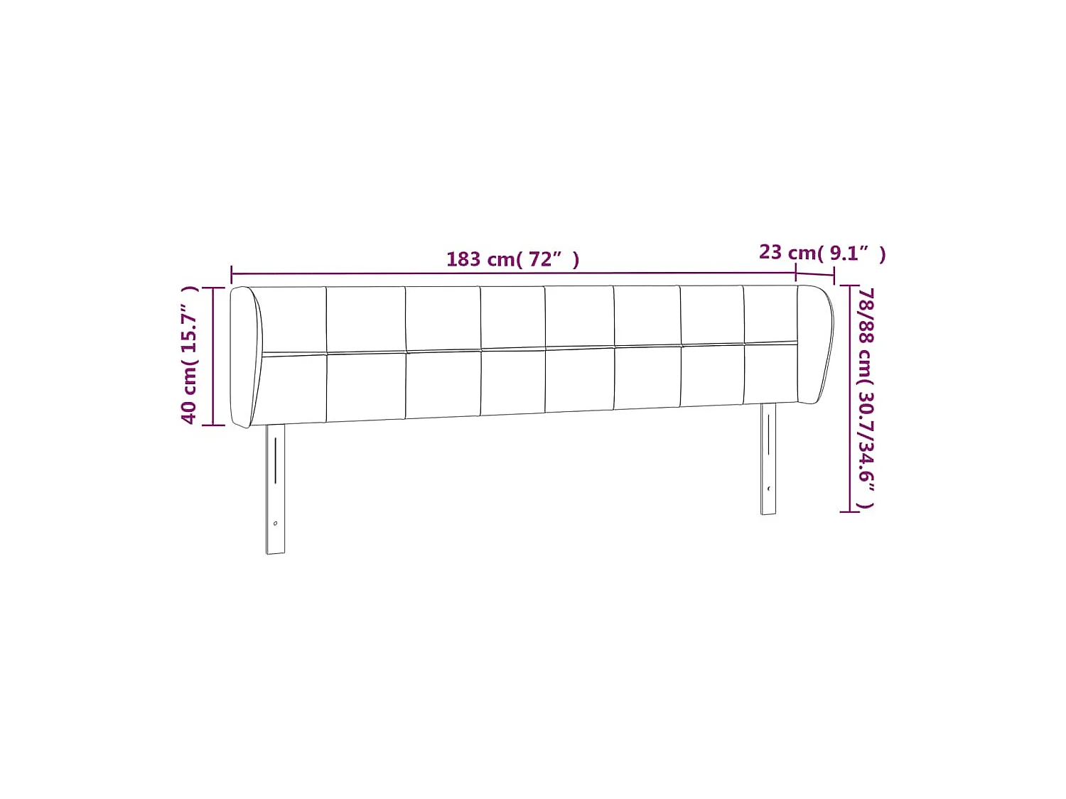 Kopfteil mit Ohren Dunkelblau 183x23x78/88 cm Samt