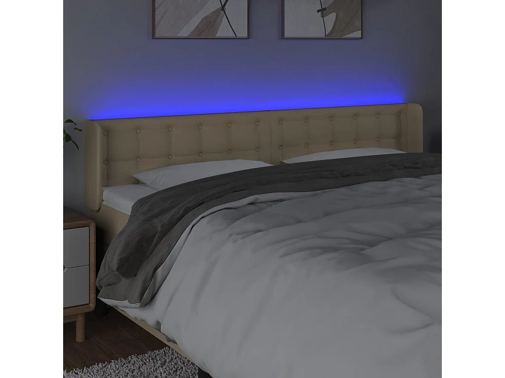 Tête de lit à LED Crème 183x16x78/88 cm Tissu