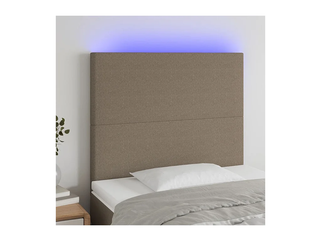 Tête de lit à LED Taupe 100x5x118/128 cm Tissu