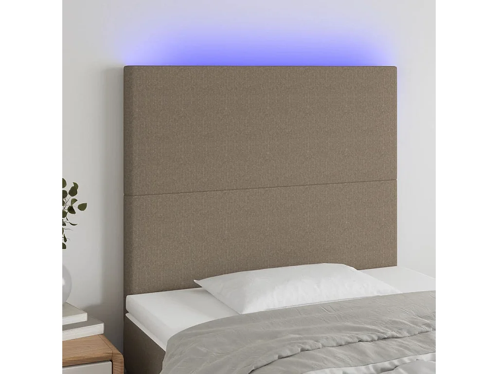 Hoofdbord LED 100x5x118/128 cm stof taupe