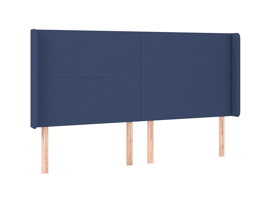 Hoofdbord met randen 163x16x118/128 cm stof blauw
