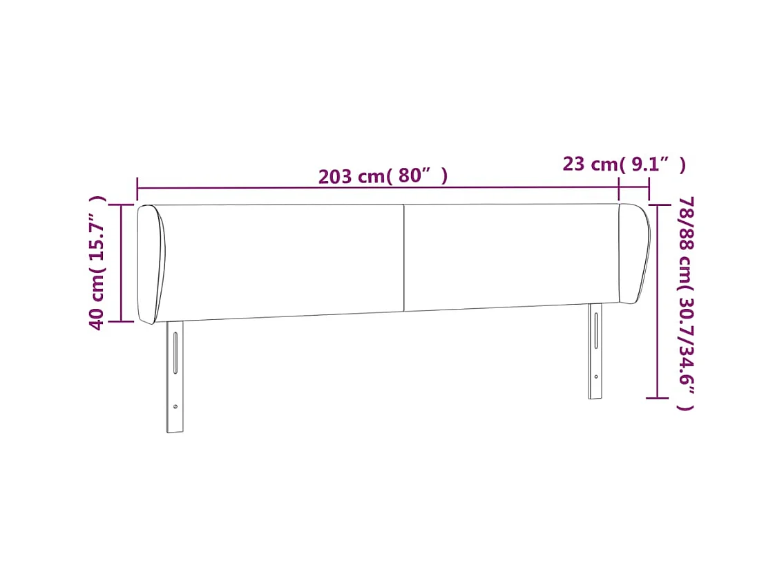 Tête de lit avec oreilles Rose 203x23x78/88 cm Velours