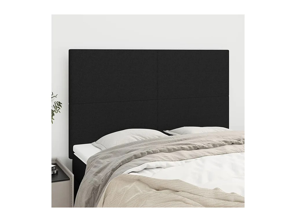 Têtes de lit 4 pcs Noir 72x5x78/88 cm Tissu