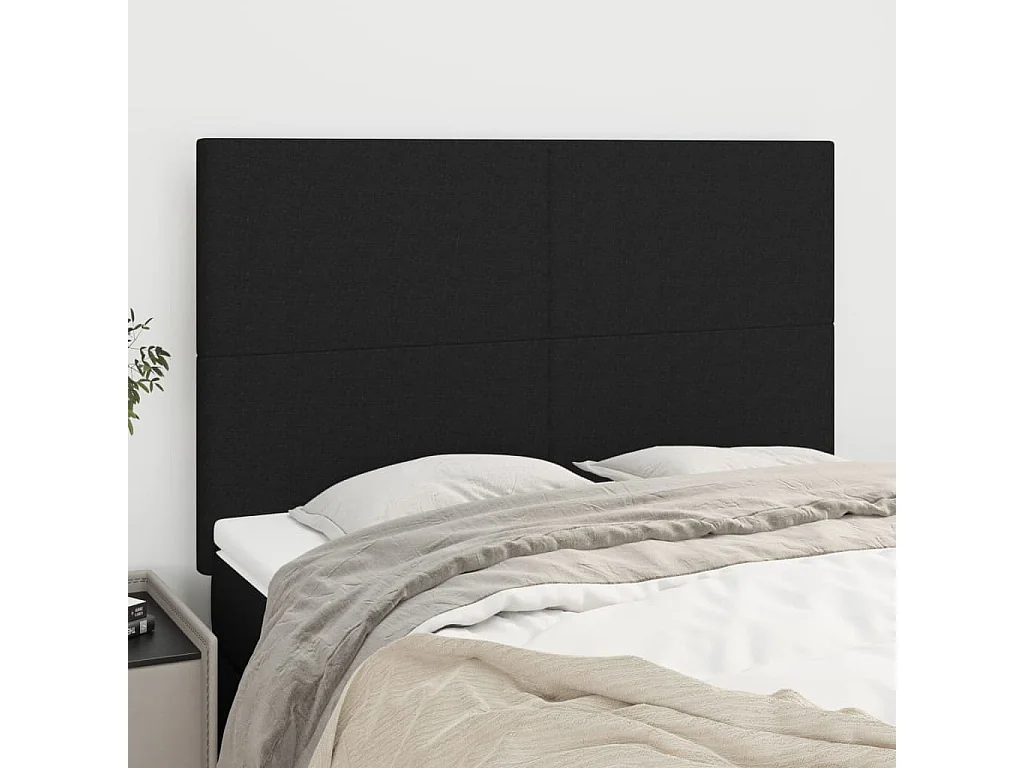Tête de lit Noir 144x5x118/128 cm Tissu
