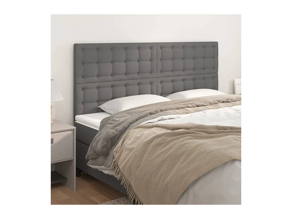 Cabeceira de cama 4 pcs couro artificial 80x5x78/88 cm cinzento