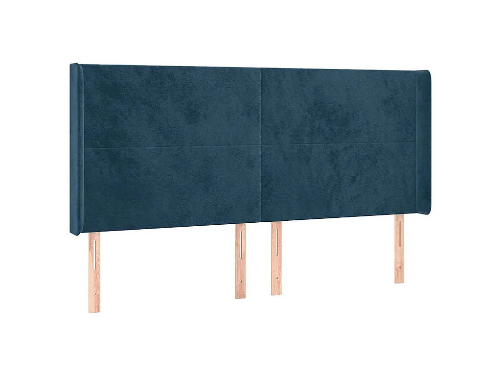 Kopfteil mit Ohren Dunkelblau 183x16x118/128 cm Samt