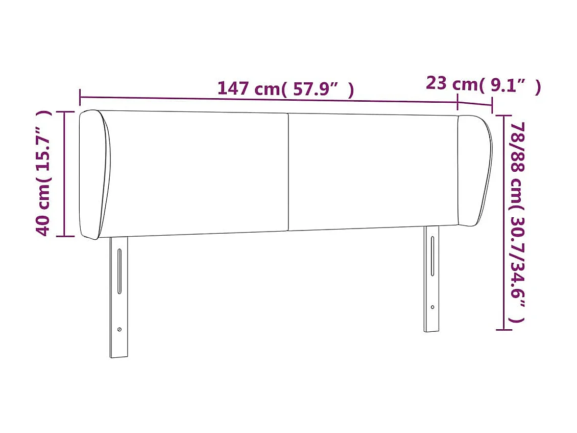 Testiera ad Orecchio Grigio Chiaro 147x23x78/88 cm in Tessuto