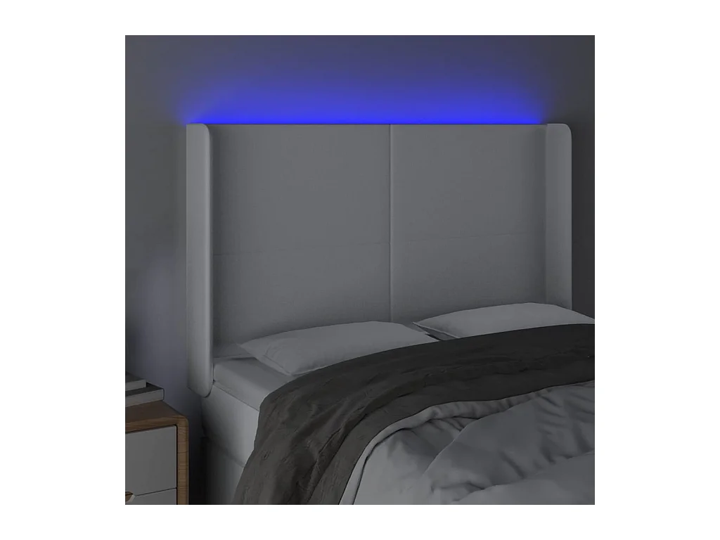 LED Kopfteil Weiß 147x16x118/128 cm Kunstleder